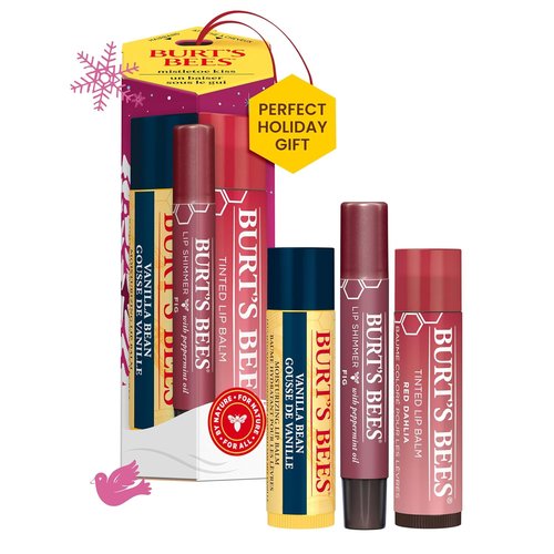 Burt's Bees Mistletoe Kiss Gift Set - Red | Vanilla Bean Lip Balm & Moisturizer
