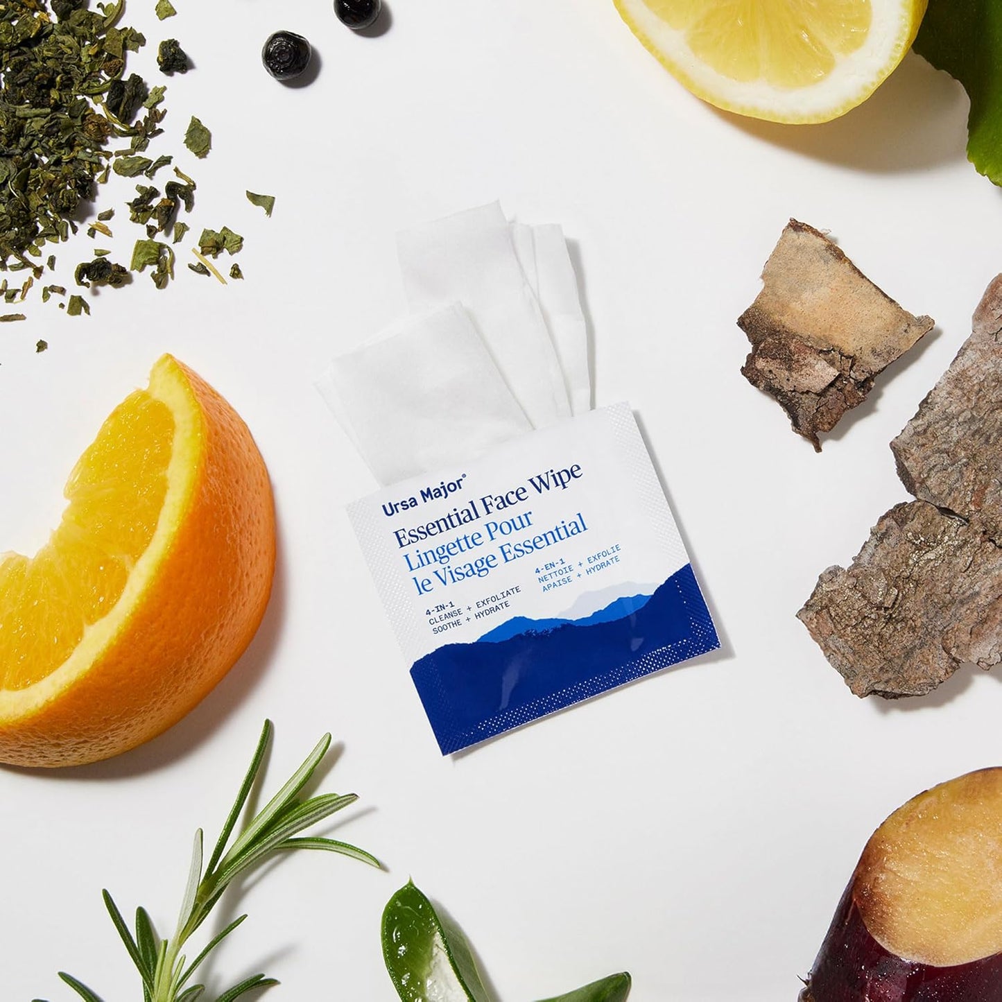 Ursa Major Essential Face Wipes - Natural, Biodegradable & Cruelty-Free | Cleanse & Hydrate | 40 Count