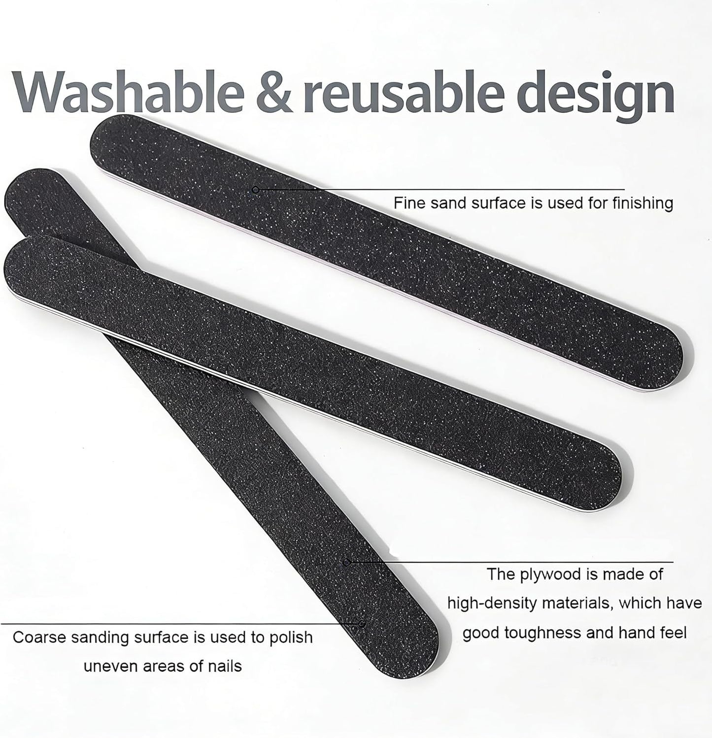 Skiennix Professional Nail File Set - 12 Double-Sided 100/180 Grit Emery Boards for Manicure & Pedicure