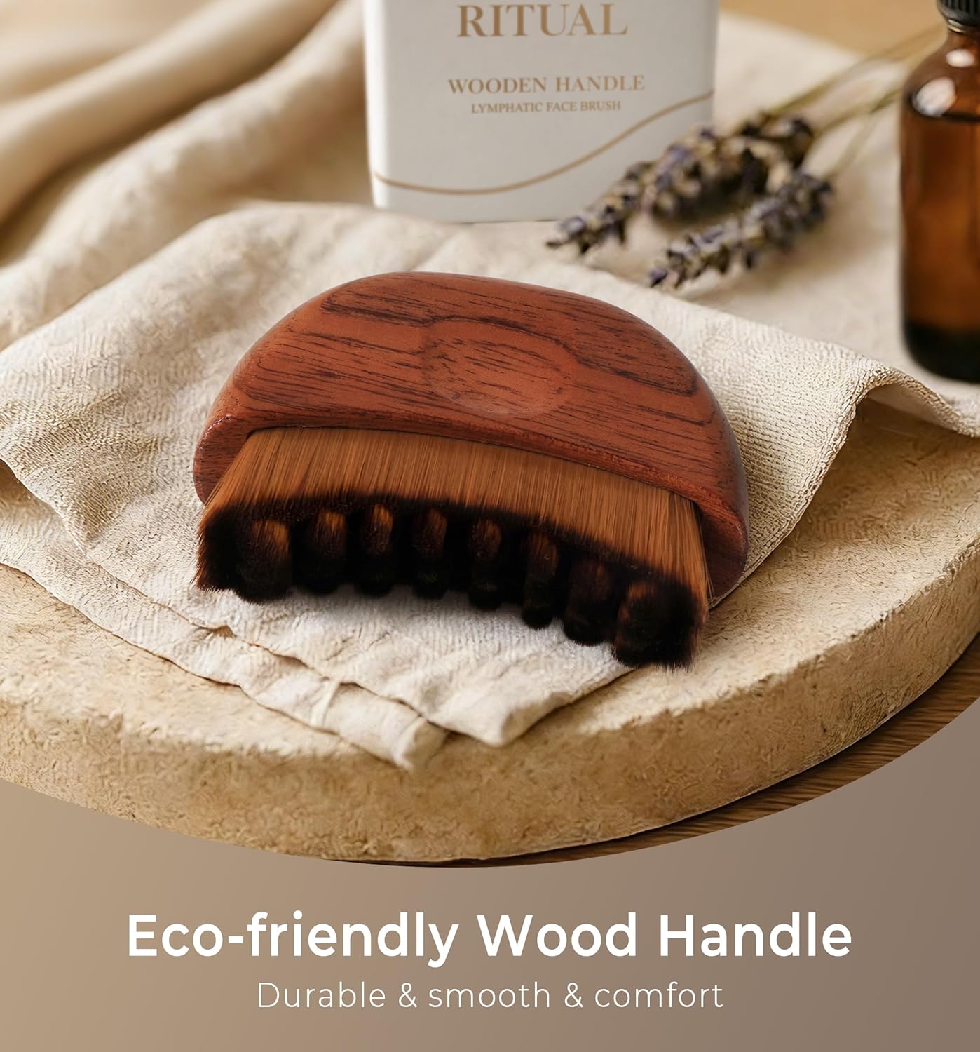 Skiennix Lymphatic Contour Face Brush - Wooden Facial Sculpting Tool for Drainage & Depuffing