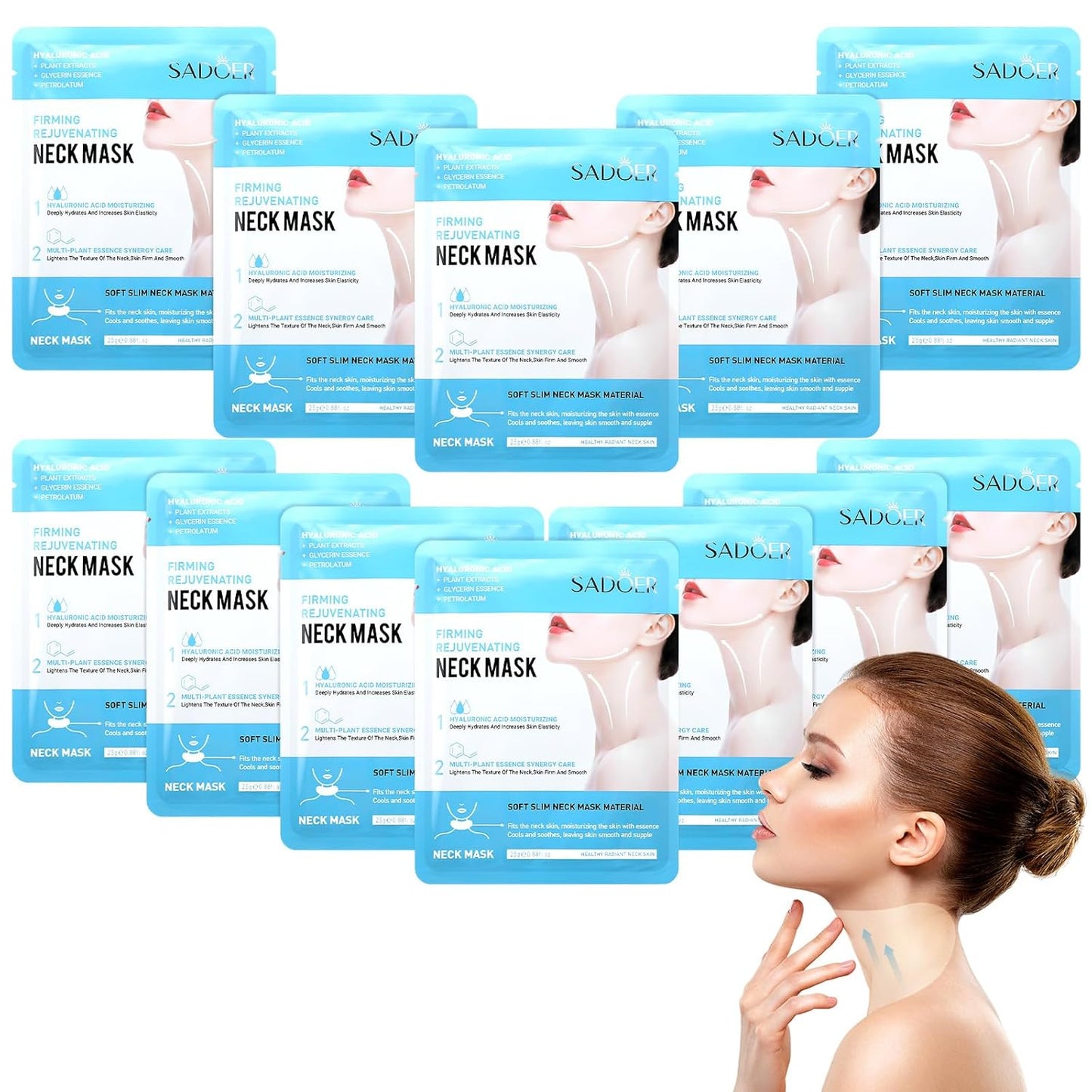 Skiennix Neck Wrinkle Patches - Hydrating Moisturizing Smile Line Pads | 12 Pcs for Skincare