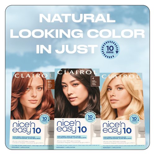 Clairol Nice'N Easy 10 Permanent Hair Dye, 6.5A Lightest Cool Brown Hair Color, Pack of 1