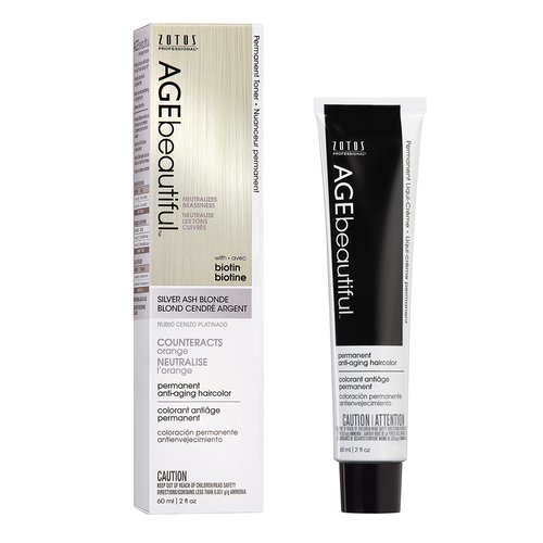 AGE beautiful Permanent Hair Color Dye Liqui Creme | 100% Gray Coverage | Anti-Aging Haircolor | Biotin for Thicker, Fuller Hair | Professional Salon Coloring | Topcoat Toner Silver Ash Blonde