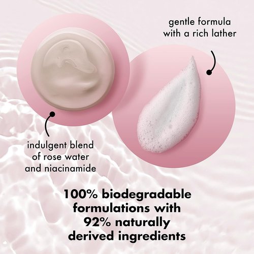 Love Beauty and Planet Body Wash - Nourishing Rose Water & Niacinamide, 100% Biodegradable, 20 fl oz