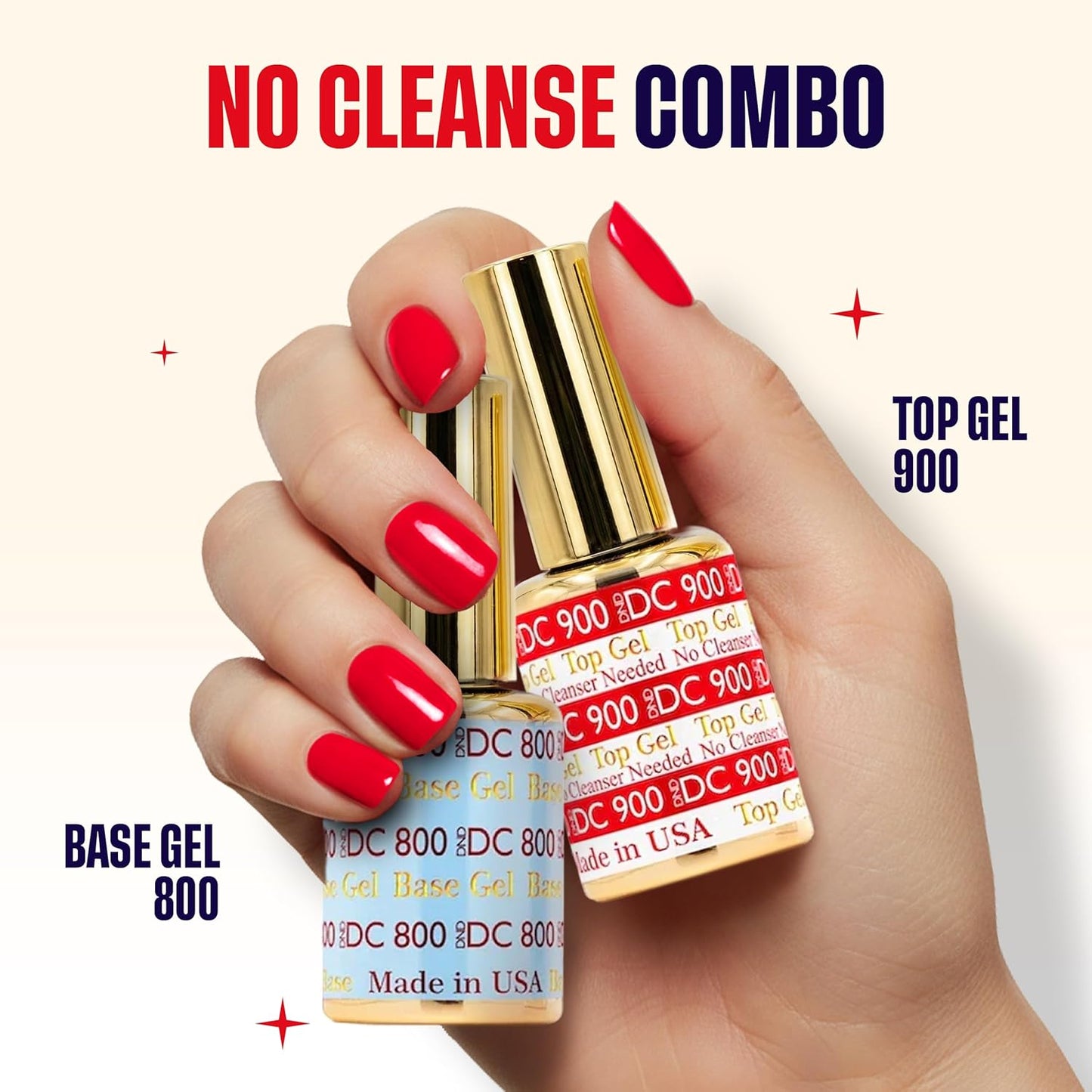 DND Gel Polish Set - UV/LED Base & No Cleanse Top Coat Duo | Professional 0.5 Fl Oz Each