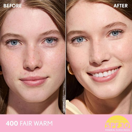 COVERGIRL Clean Fresh Blurring Skin Tint - SPF 30 Liquid Foundation, 400 Fair Warm, Soft Matte Finish