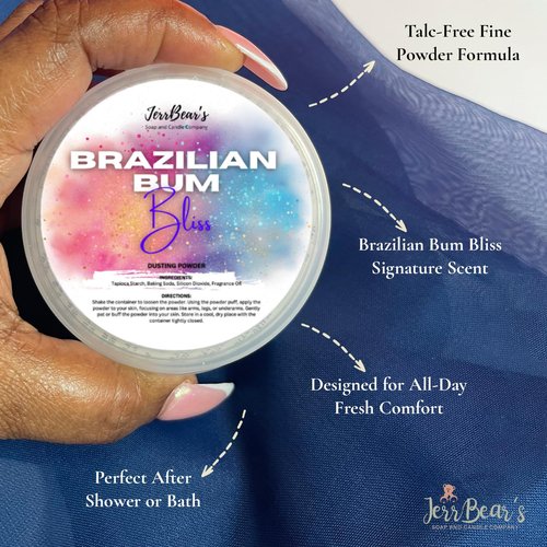 JerrBear’s Dusting Powder, Talc Free Body Formula for Women, Soft Scented Skin Care, Baking Soda Free for Smooth Finish, Gentle Powder for Daily Freshness