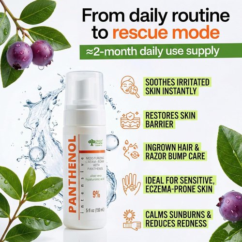Regine Switzerland 9% Panthenol Foam - After Sun Redness Relief & Barrier Repair with Aloe | Safe for Baby & Sensitive Skin