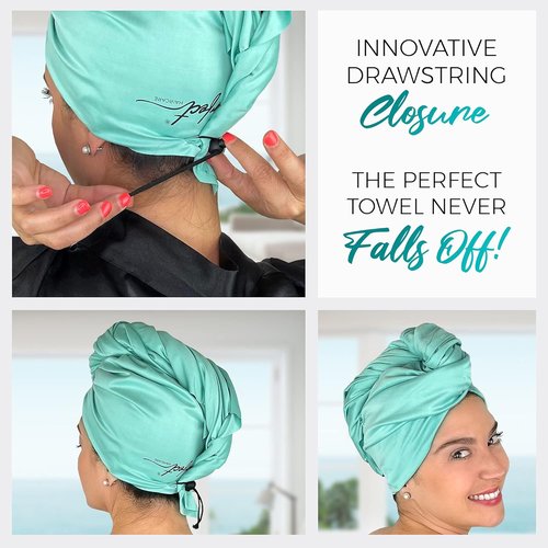 **THE PERFECT HAIRCARE Microfiber Hair Plopping Towel Set - Super Absorbent Anti-Frizz Wrap & 2 Curl Scrunching Towels for Fast Drying**