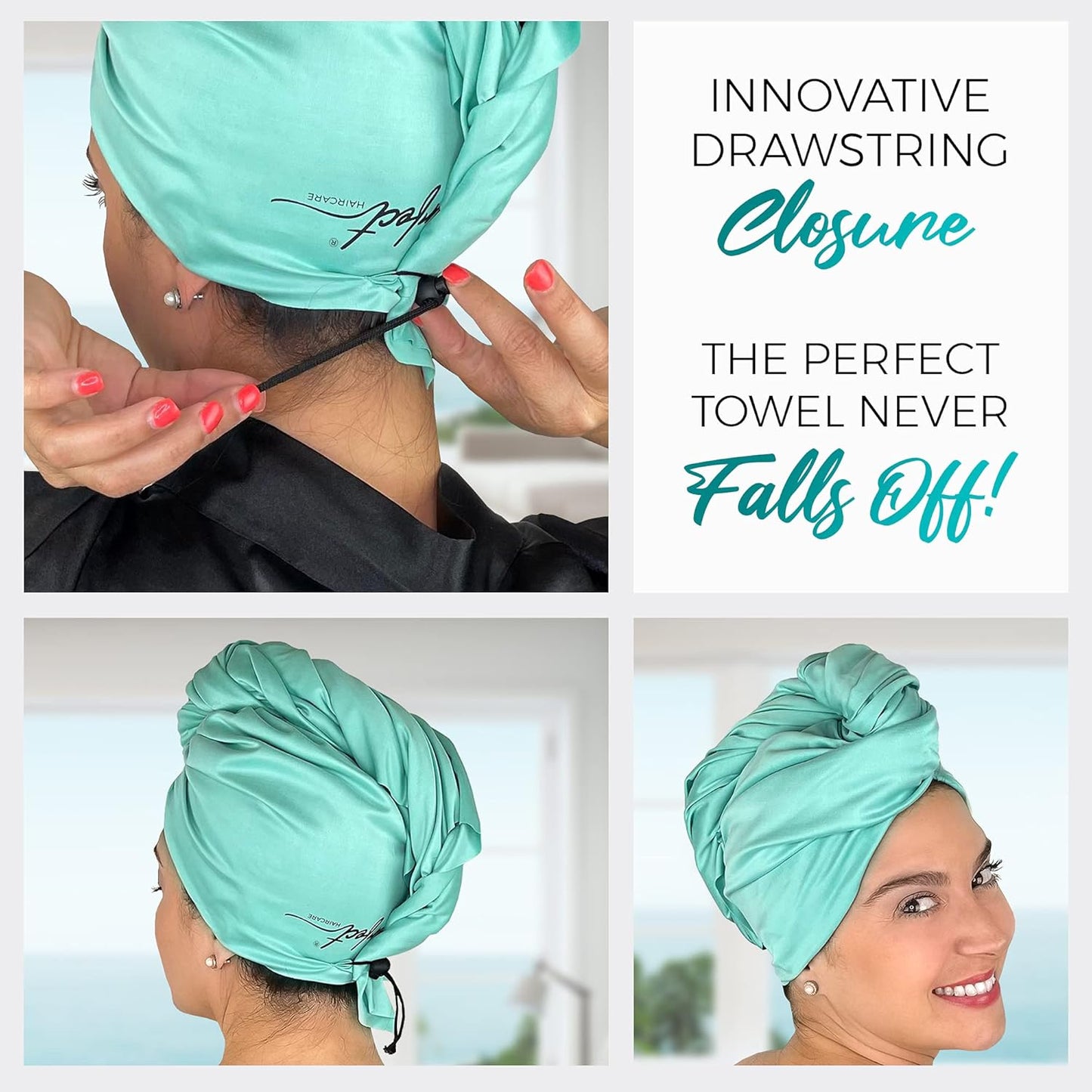 Skiennix Microfiber Hair Towel Wrap - Fast Drying Anti-Frizz Turban for Curly & Straight Hair | Gentle Detangling Brush Included