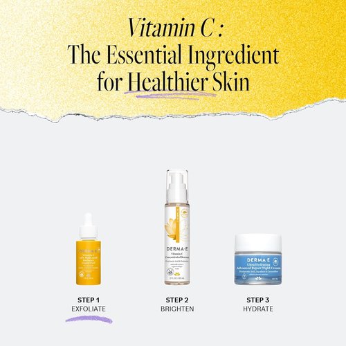 Derma E Vitamin C Face Moisturizer - Brightening & Hydrating Anti-Aging Cream | 2 Oz