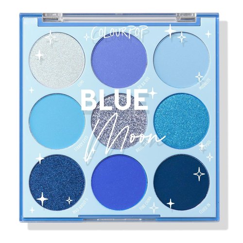 ColourPop Blue Moon Eyeshadow Palette - High-Pigment Monochromatic Blue Shades with Matte, Metallic & Duochrome Finishes | 0.3 oz