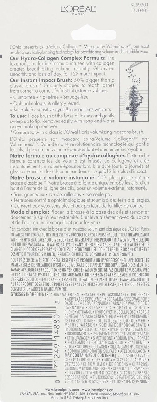 L'Oréal Paris Voluminous Mascara - Extra Volume Collagen Formula | Black, 0.34 fl. oz.
