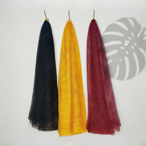 Authentic African Net Sponge - 3-Pack Exfoliating Mesh Bath Scrubber for All Skin Types | Quick Dry & Durable (Black, Yellow, Red)