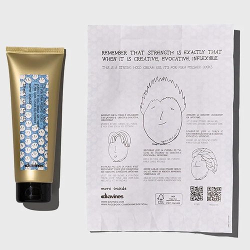 Davines Strong Hold Cream Gel - Quick-Drying, Residue-Free Styling for Structure & Definition | 4.22 Fl. Oz.