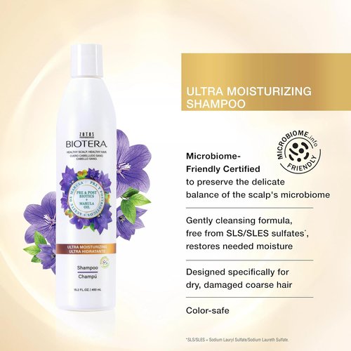 Biotera Ultra Moisturizing Shampoo - Hydrates Dry, Damaged Hair | Vegan, Paraben & Sulfate Free