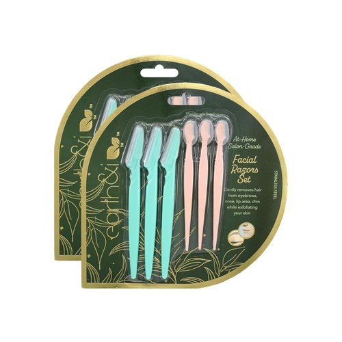 Earth & I Dermaplaner Razor Set - 12 Count Facial Shavers for Peach Fuzz & Brow Shaping | 2 Sizes