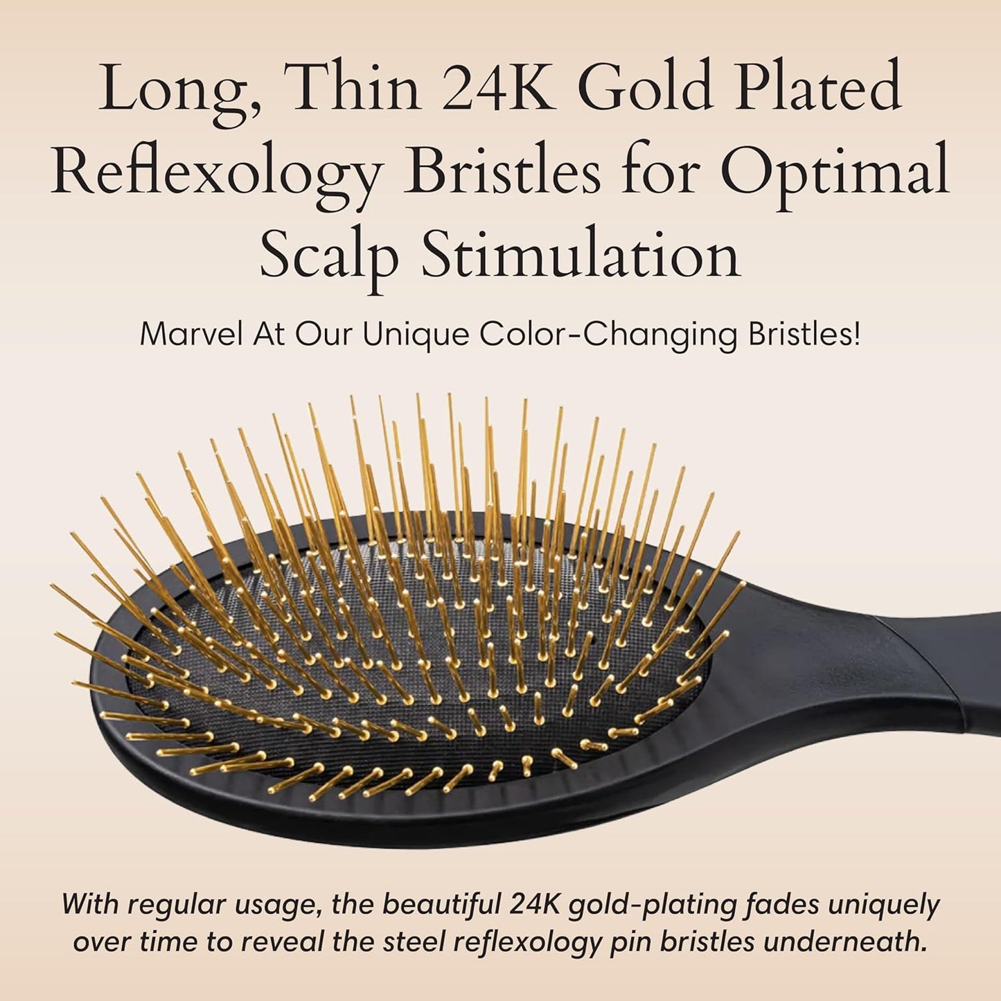 Snow Fox Skincare Gua Sha Hair Brush - Black Edition | Scalp Massage Comb with Gold-Plated Bristles for Healthy Hair