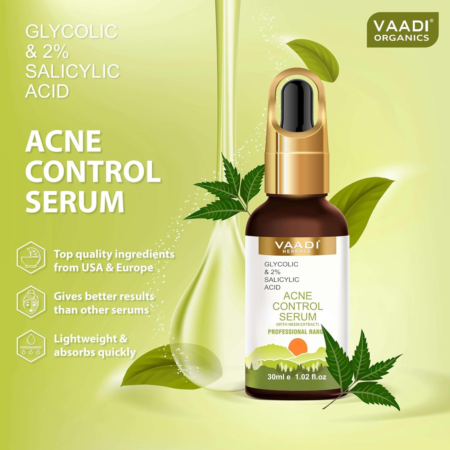 Skiennix Anti Acne Face Serum - Glycolic & 2% Salicylic Acid, 30ml for Clear Skin