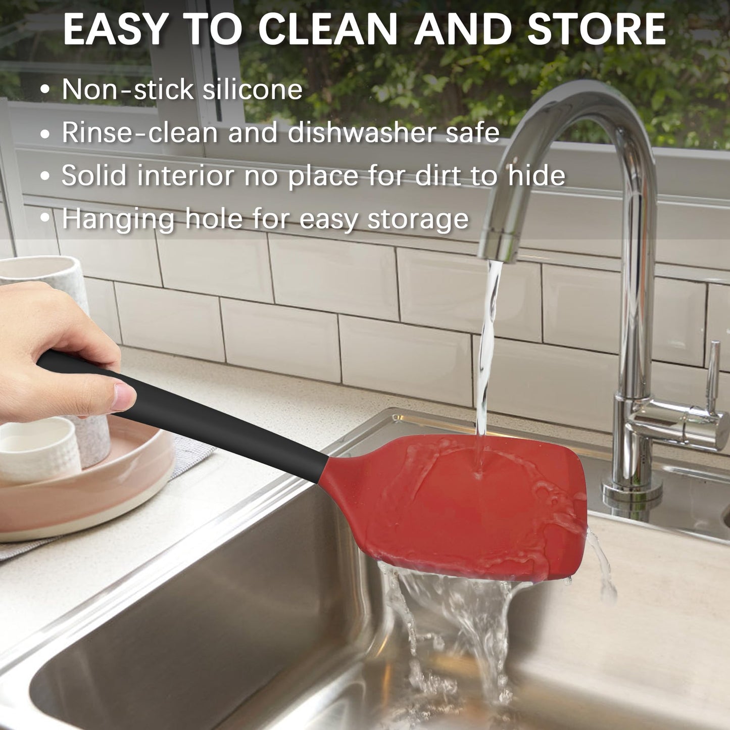 Coukre 2 Pack Silicone Spatula Set, High Heat Resistant, BPA Free Kitchen Spatula, Solid & Slotted Turner for Non-Stick Pans, Sautéing, and Flipping (2, AquaGreen)