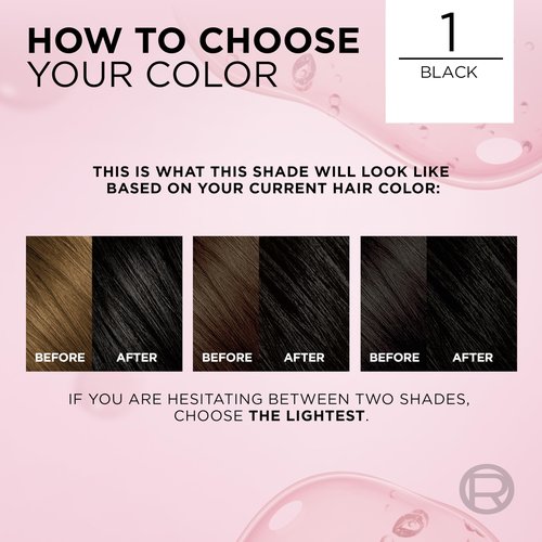 L'Oreal Paris Excellence Crème Permanent Hair Dye, Triple Care Hair Color with Hyaluronic Acid for 100% Gray Coverage, 1 Black, 1 Kit (Packaging May Vary)