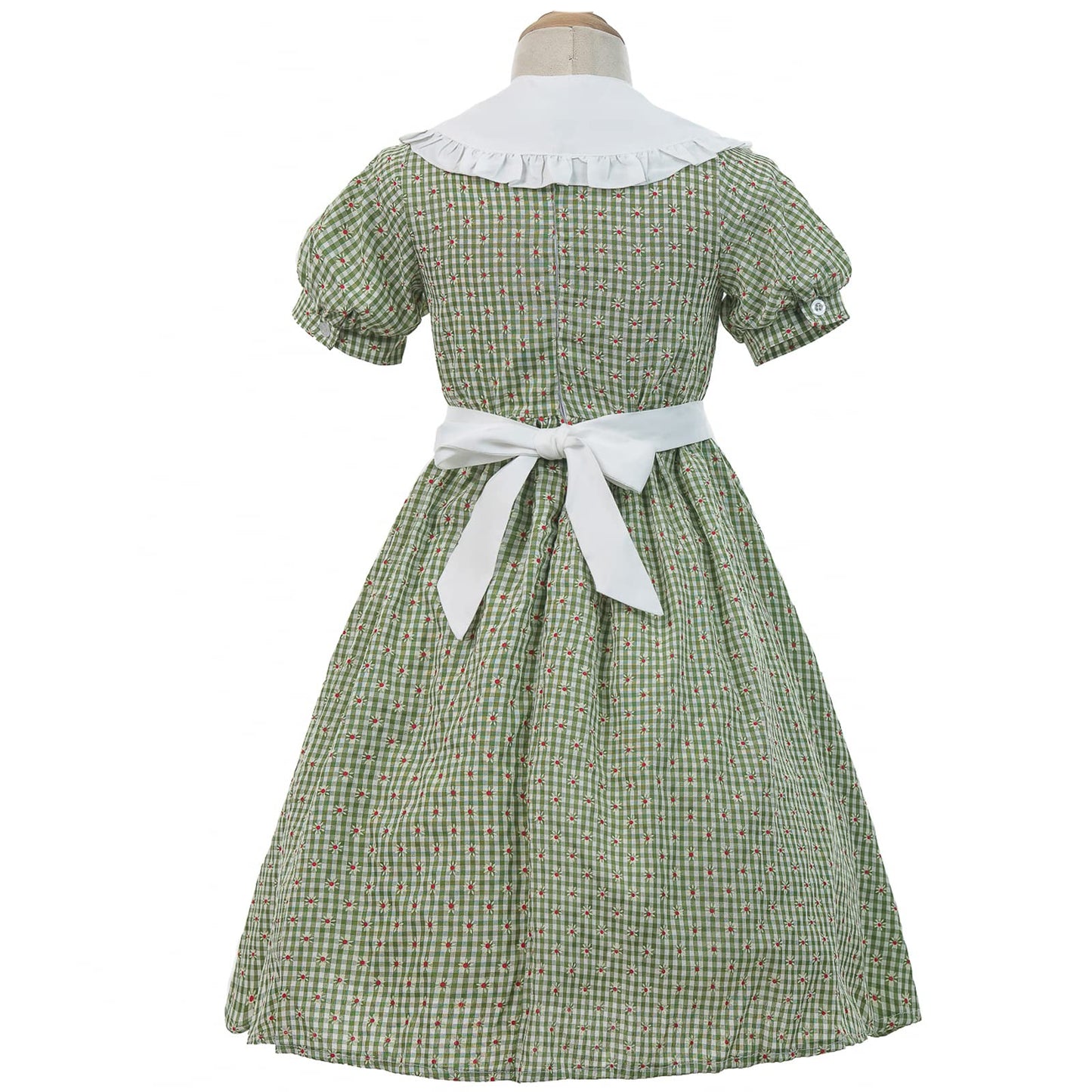 NSPSTT Pioneer Girl Prairie Dress Colonial Dress Girls Costume Green, L