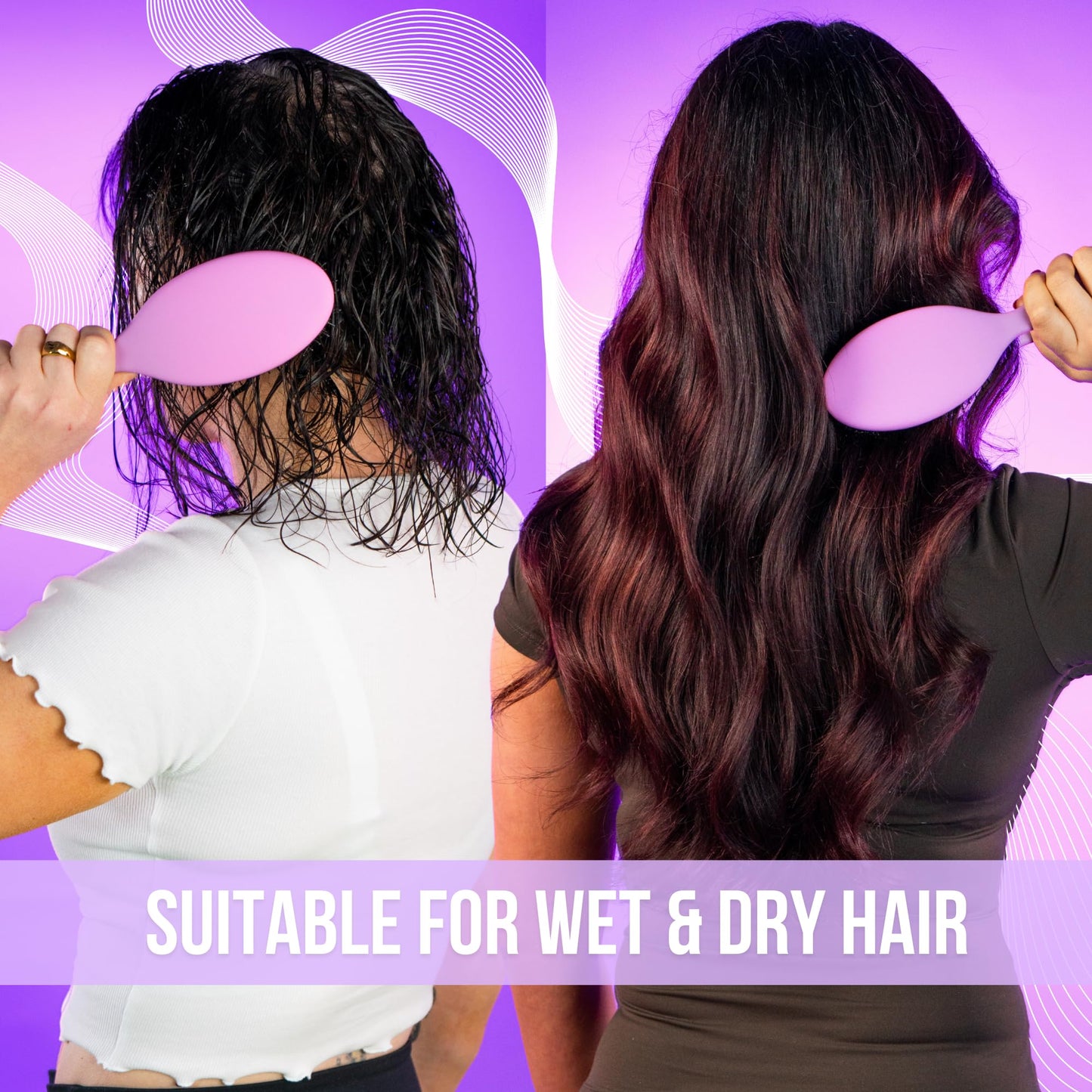 SimplyHair Ultimate Hair Extension Brush & Detangler Anti-Static, Dual Bristle Design, Soft Boar Bristle, Great for All Hair Types & Extensions - Pink & Purple Ombre Brush Ideal for Adults & Kids