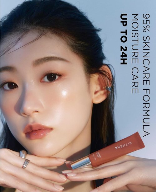 EITHER& Glazed Lip Oil - Tinted Glossy Lip Moisturizer with Peptides | Lightweight & Non-Sticky, 10g