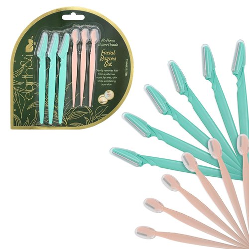 Earth & I Dermaplaner Razor Set - 12 Count Facial Shavers for Peach Fuzz & Brow Shaping | 2 Sizes