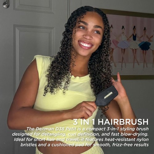 Denman Detangling Paddle Brush - Versatile Wet/Dry Hair Styler for Curly, Coily & Straight Hair