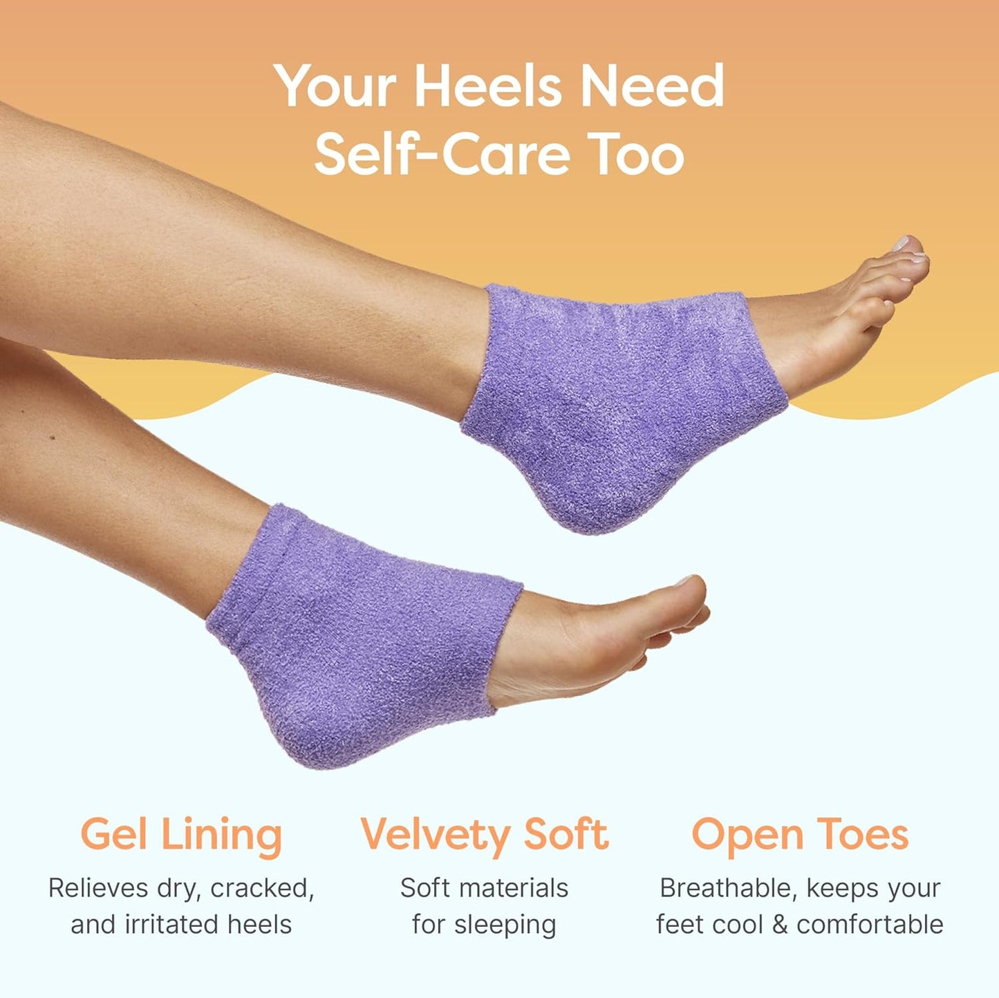 ZenToes Moisturizing Heel Socks - Cracked Heel Treatment with Vitamin E & Olive Oil | Fuzzy Lilac Purple, Regular Size