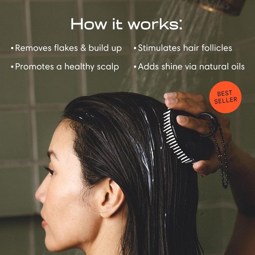 Jupiter Scalp Exfoliator - Ergonomic Scalp Massager & Dandruff Comb - Black/White Design