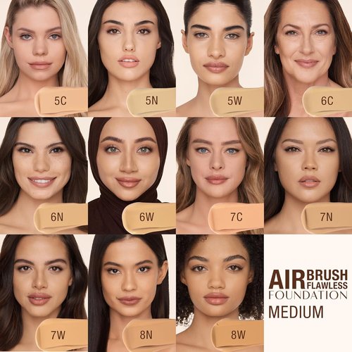 Charlotte Tilbury Airbrush Flawless Matte Foundation - Full Coverage Liquid Makeup for Natural-Matte Finish - Waterproof & Transfer Resistant