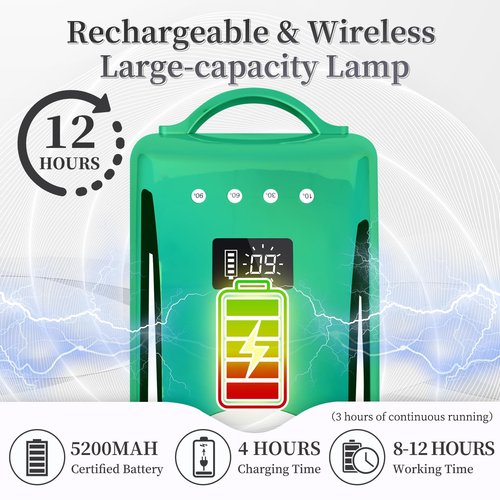 BOMOQING Professional UV LED Nail Lamp, Cordless Rechargeable UV Light for Gel Nails, 78W Fast Curing Gel Nail Light with 4 Timer Setting LCD Display, Auto Sensor and Spacious Interior (Green)