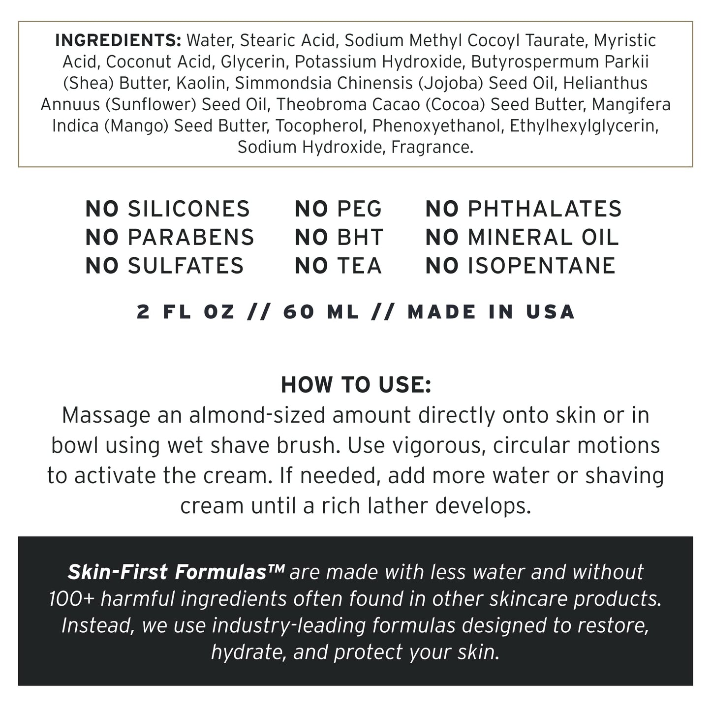 SUPPLY Ultra Lather Shaving Cream Fragrance Free - Hypoallergenic Formula for Men - 3.4 Oz Jar - Naturally Soothes and Protects, Guards Against Razor Burn and Irritation