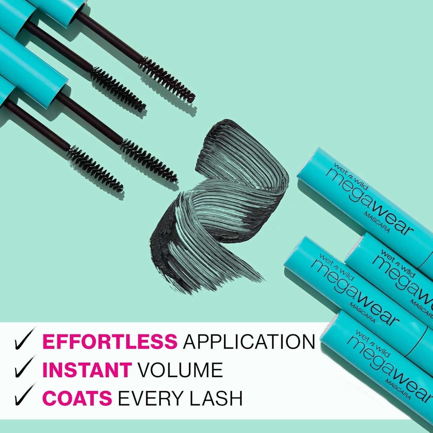 Wet n Wild Megawear Mascara - Gentle Gel Volumizing Formula for Full, Healthy Lashes | Black