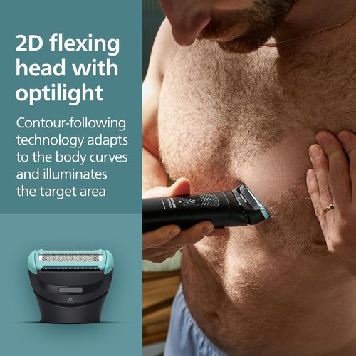 Philips Norelco Body Groomer 7000 - Men's Whole Body Groomer with 2D Flexing Head & Triple Protect Shave System | 100% Showerproof, BG7480/50