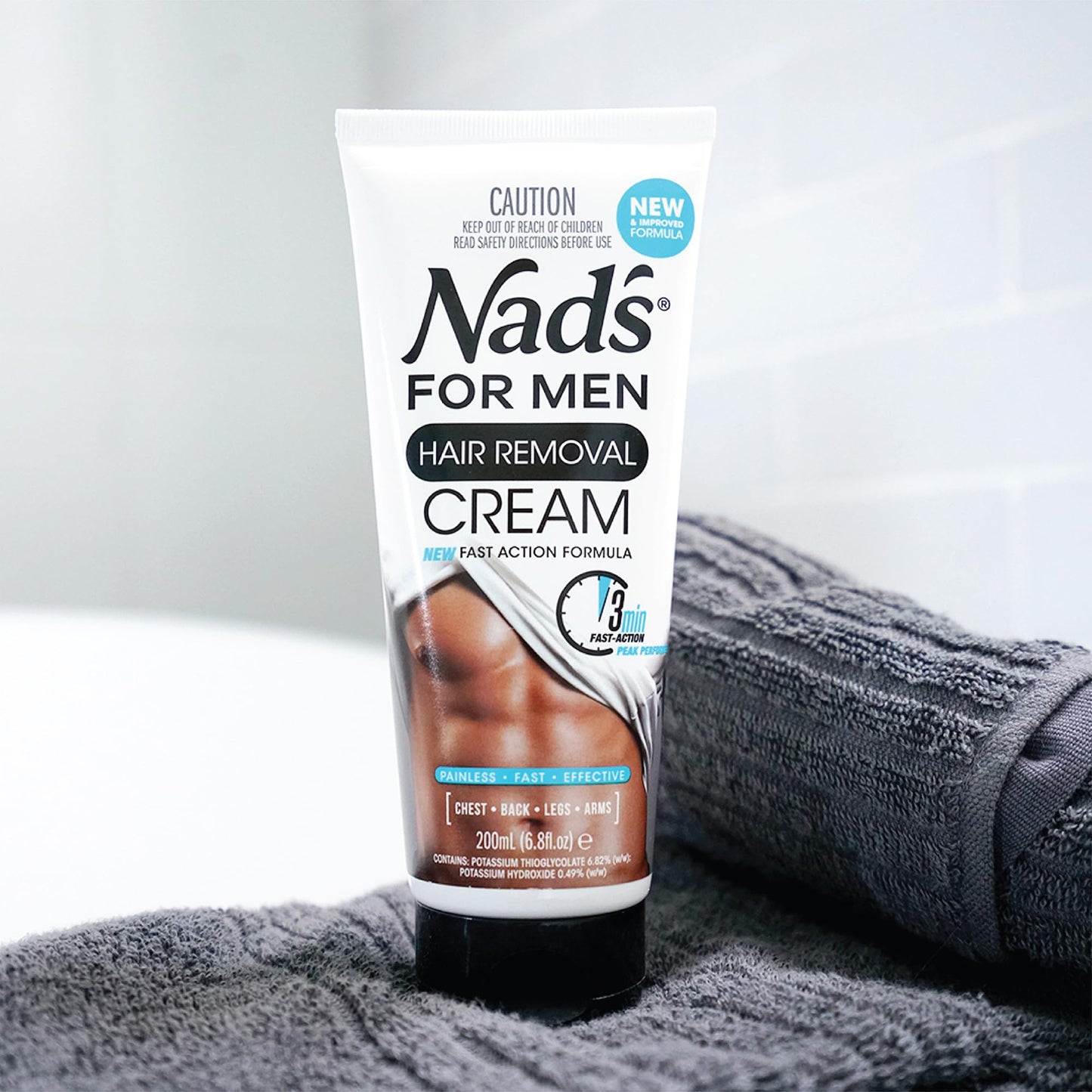 Nad's For Men Hair Removal Cream, Painless Hair Removal For Men, Soothing Depilatory Cream For Unwanted Coarse Male Body Hair, 6.8 Fl Oz