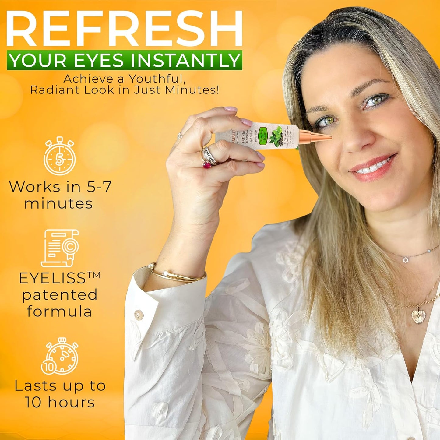 SEAMANTIKA Puffy Eye Treatment - Instant Wrinkle & Puffiness Relief | Hydrating Eye Cream with Green Tea & Dead Sea Minerals - 0.8 fl. oz.