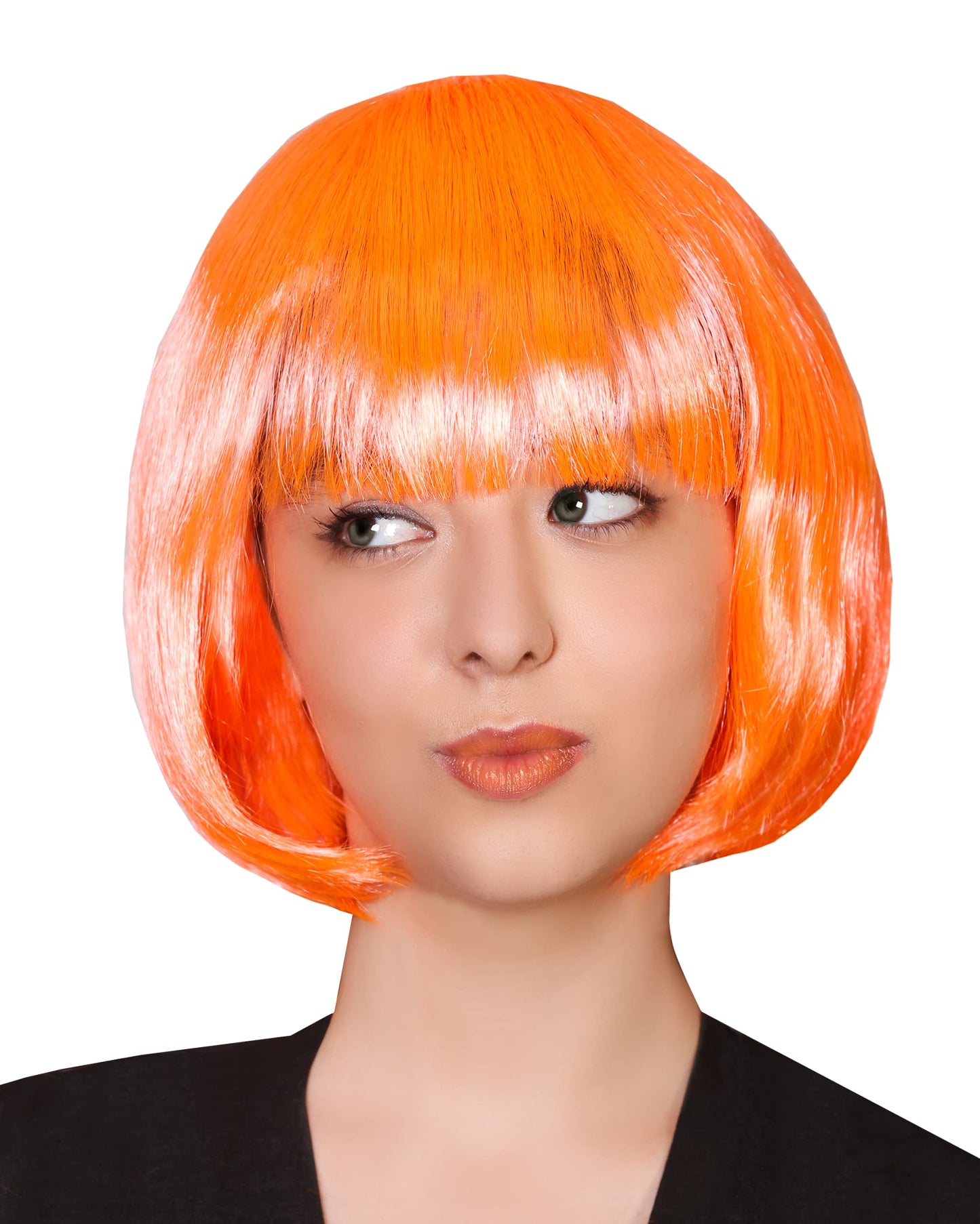 Matissa Short Straight 10" Bob Wig with Bangs Synthetic Fancy Dress Costume Halloween Party (Orange)