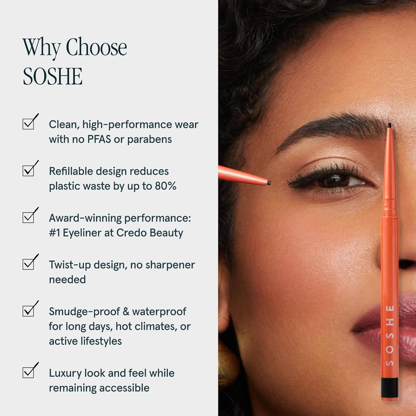 SOSHE Beauty Waterproof Precision Eyeliner - 1.5mm Smudge-Proof Gel Liner | Easy Refills | Lovesick Burgundy Brown