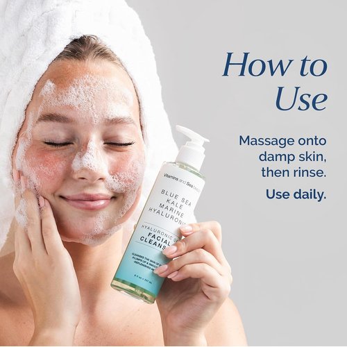 Regine Switzerland Hyaluronic Gel Facial Cleanser - Hydrating & Clarifying with Blue Sea Kale - Vegan, 8 fl oz