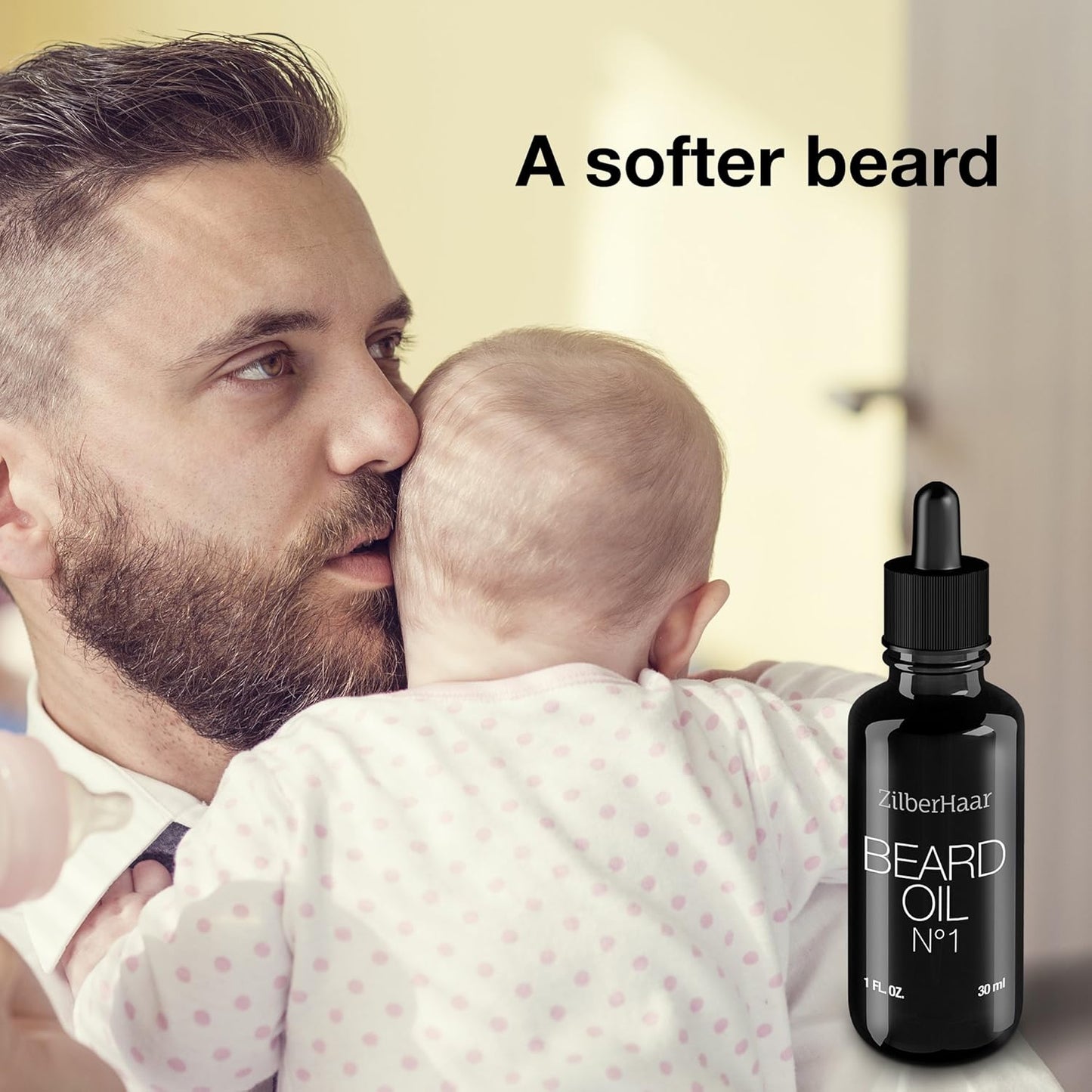 ZilberHaar Beard Oil №1 - Organic Moroccan Argan & Jojoba Oil for Hydrated Beard Growth - 1 oz | Free Comb Gift