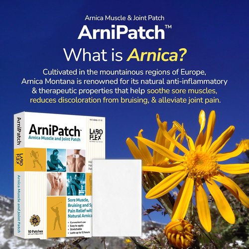 Arnipatch Natural Arnica Pain Relief Hydrogel Patches - Long-Lasting Relief for Muscle Soreness & Inflammation (10 Count)