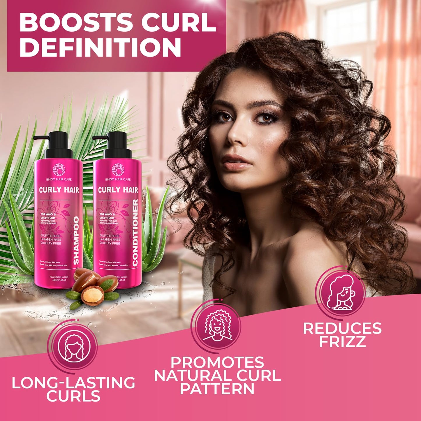 Skiennix Curly Shampoo and Conditioner Set - Sulfate-Free Moisturizing Formula - Deep Treatment for Curly Hair - 14 Fl Oz (Set of 2)