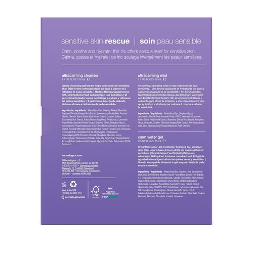 Dermalogica Sensitive Skin Rescue Kit - Set Contains: Face Wash, Toner, and Face Moisturizer - Skin Care To Calm, Soothe and Minimize Irritation