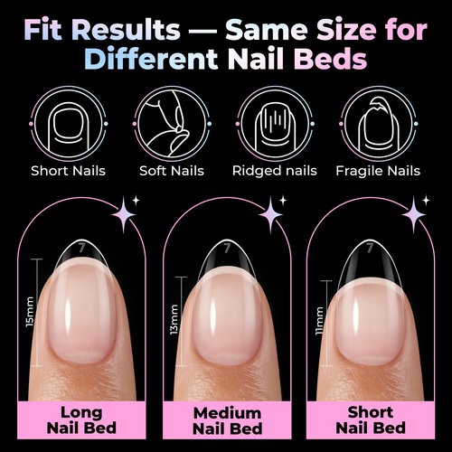 UNA GELLA Short Almond Nail Tips 15 Sizes 300PCS Pre-Etched Soft Gel Clear Nail Tips Easy DIY Salon Short Almond Press On Nails Snug Fit Acrylic Fake Tips Extensions Long-Lasting Hold