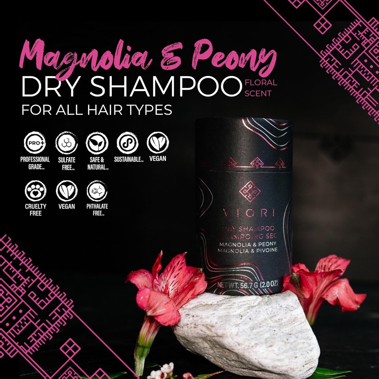 Viori Dry Shampoo Powder | Magnolia & Peony - Fast-Absorbing, Volumizing Formula for Oily Hair