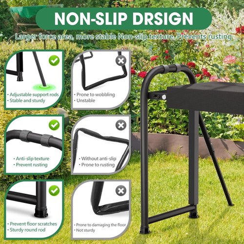 Heavy Duty Garden Kneeler & Seat by [Brand Name] - 400lbs Capacity, Ergonomic Design, Extra Thick Pad & Tool Organizer | Dark Black