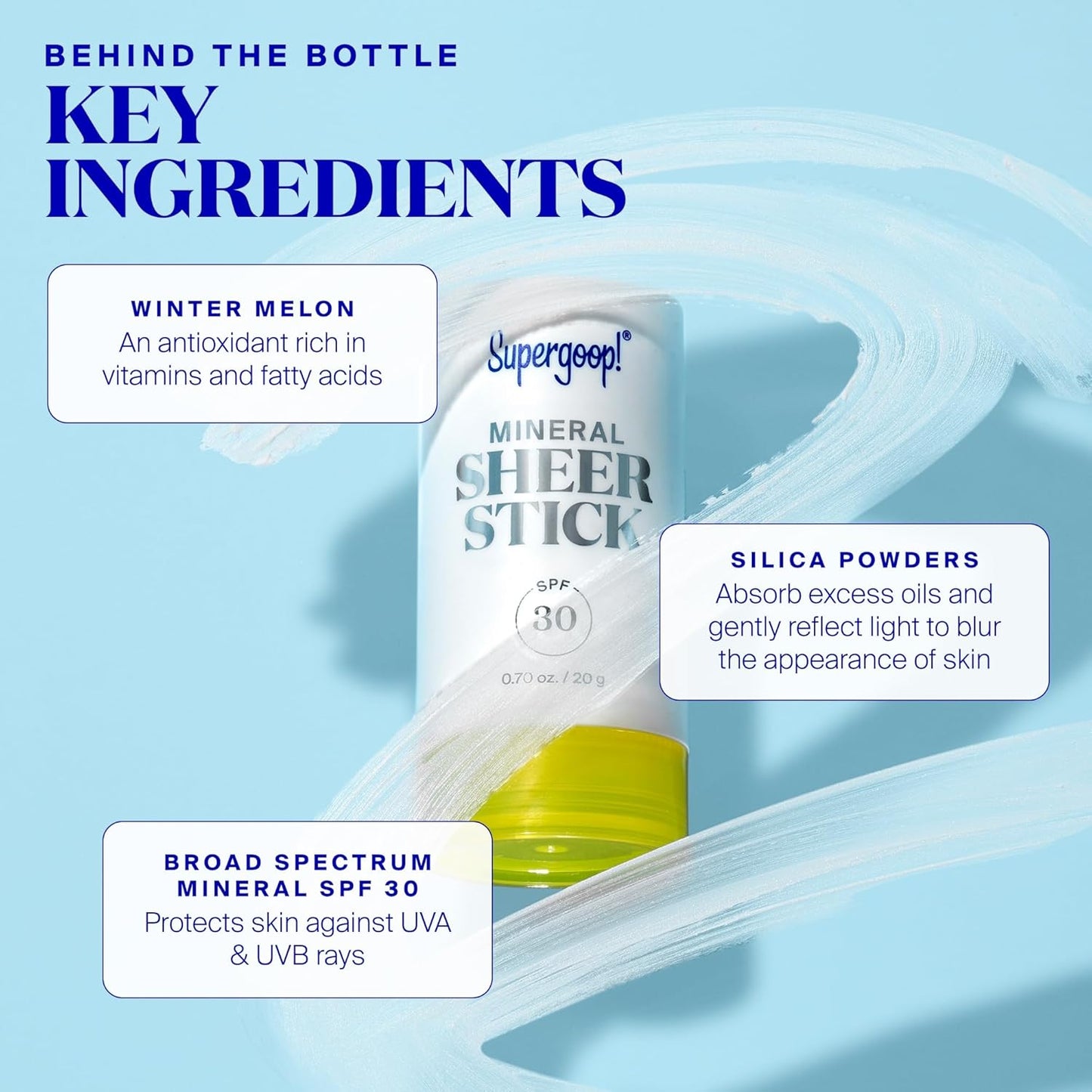 Supergoop! Mineral Sheer Stick SPF 30 Sunscreen - Broad Spectrum Protection for Face & Body - Natural Finish - 0.7 fl oz